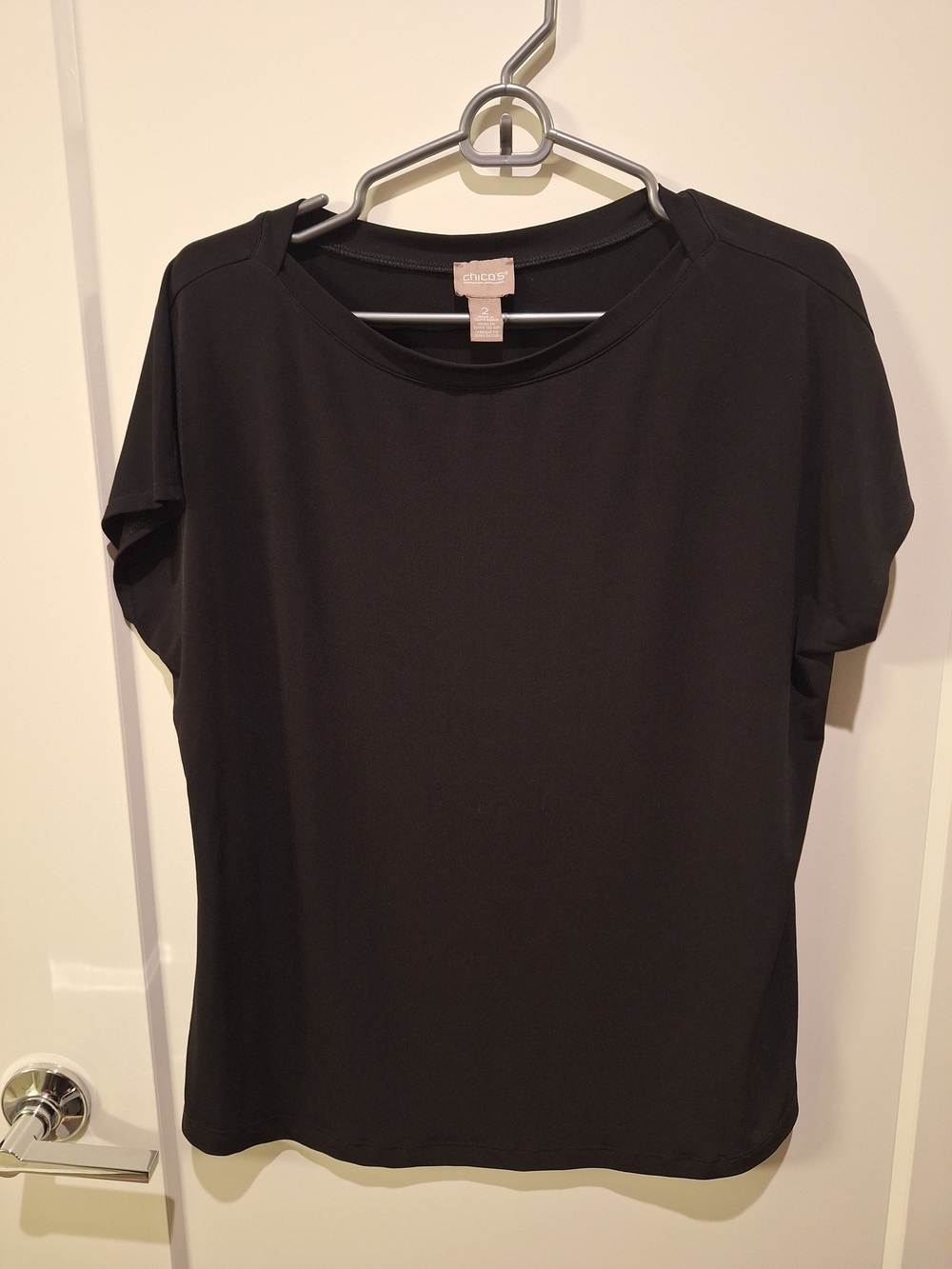 Chico's Black Short Sleeve Crewneck Top
